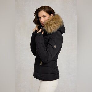 Holland Cooper Whistler Puffer Jacket Black Fur Hood NWT Size L (US M)
